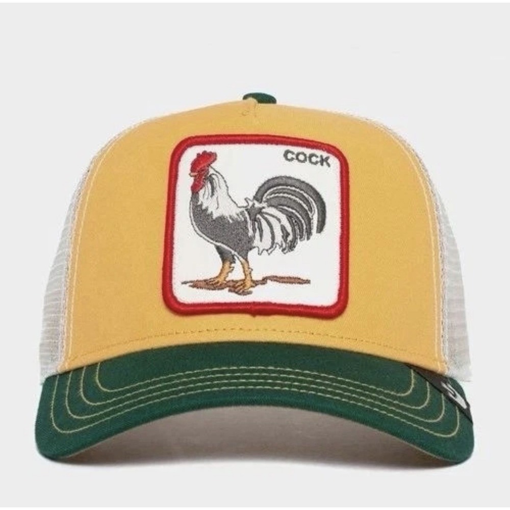 Goorin‎ Bros Trucker Hat Yellow Green  Rooster Patch Mesh Snapback The Farm